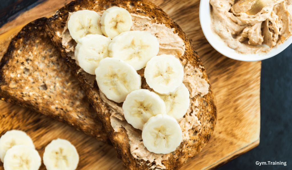 whole grain bread with peanut butter and banana